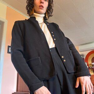 1950s Pure virgin wool Brigus Knitting Mills black fully-fashioned blazer!